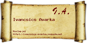 Ivancsics Avarka névjegykártya